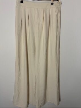 Avec Les Filles Cream Pleated Wide Leg Trousers - Size 6